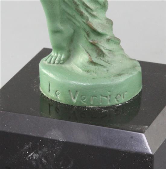 Max Le Verrier. Isa, a green patinated bronze car mascot modelled as a dancing woman 7.5in.